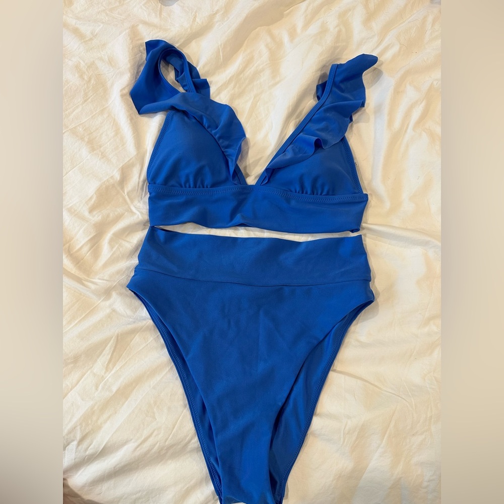 Aerie ruffle bikini with high leg bottoms